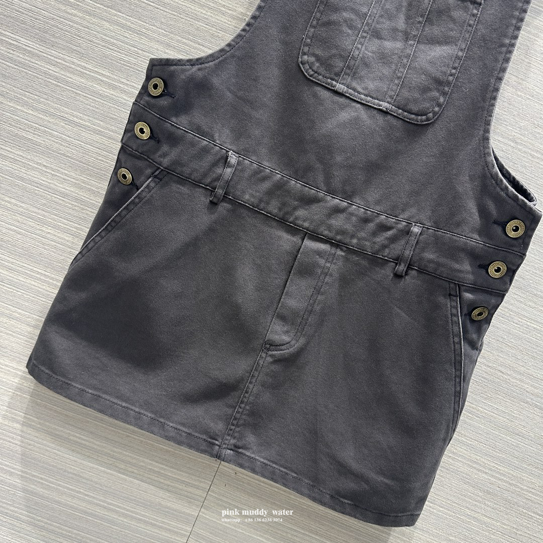 Denim suspender jumpsuit mini skirt