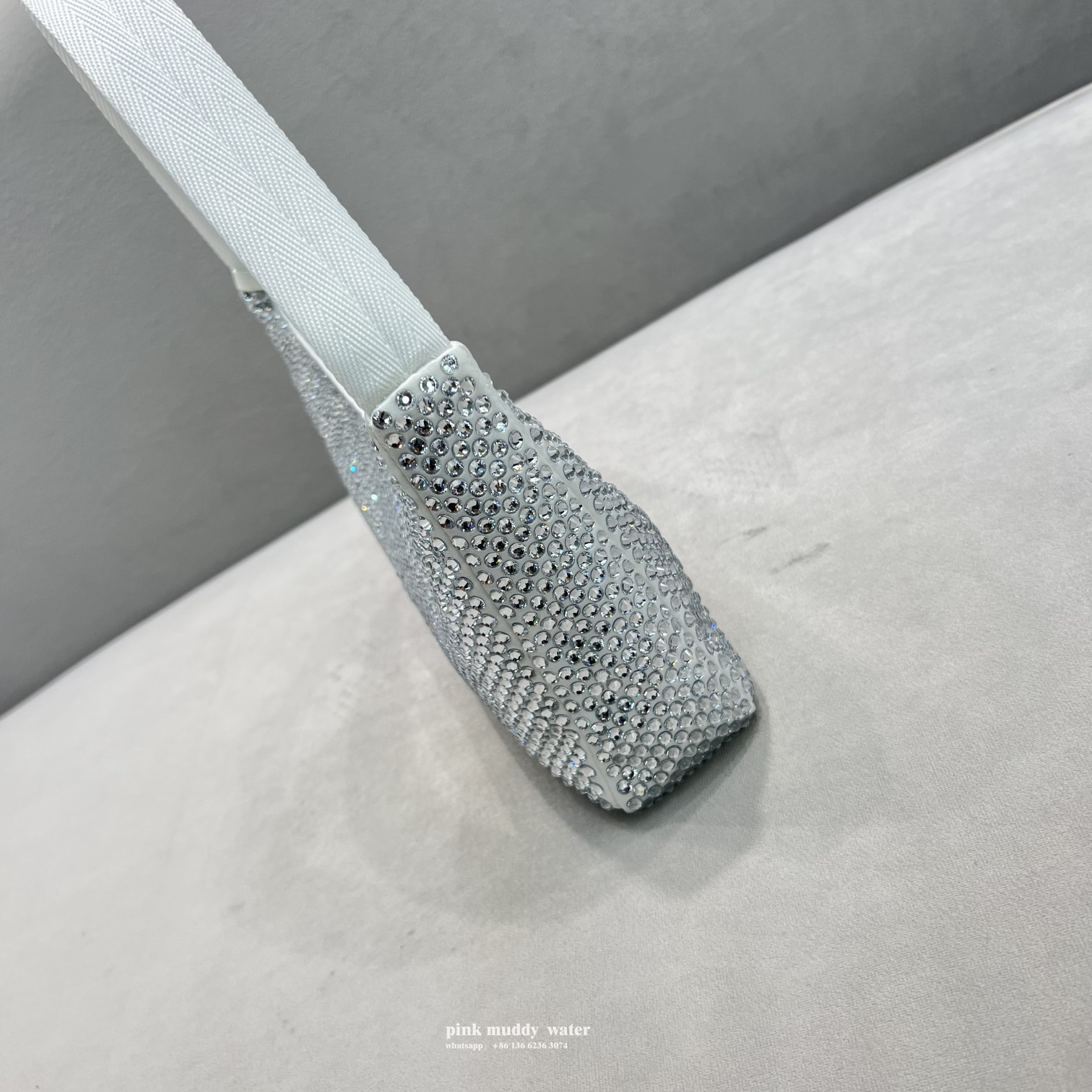 Satin mini-bag with crystals