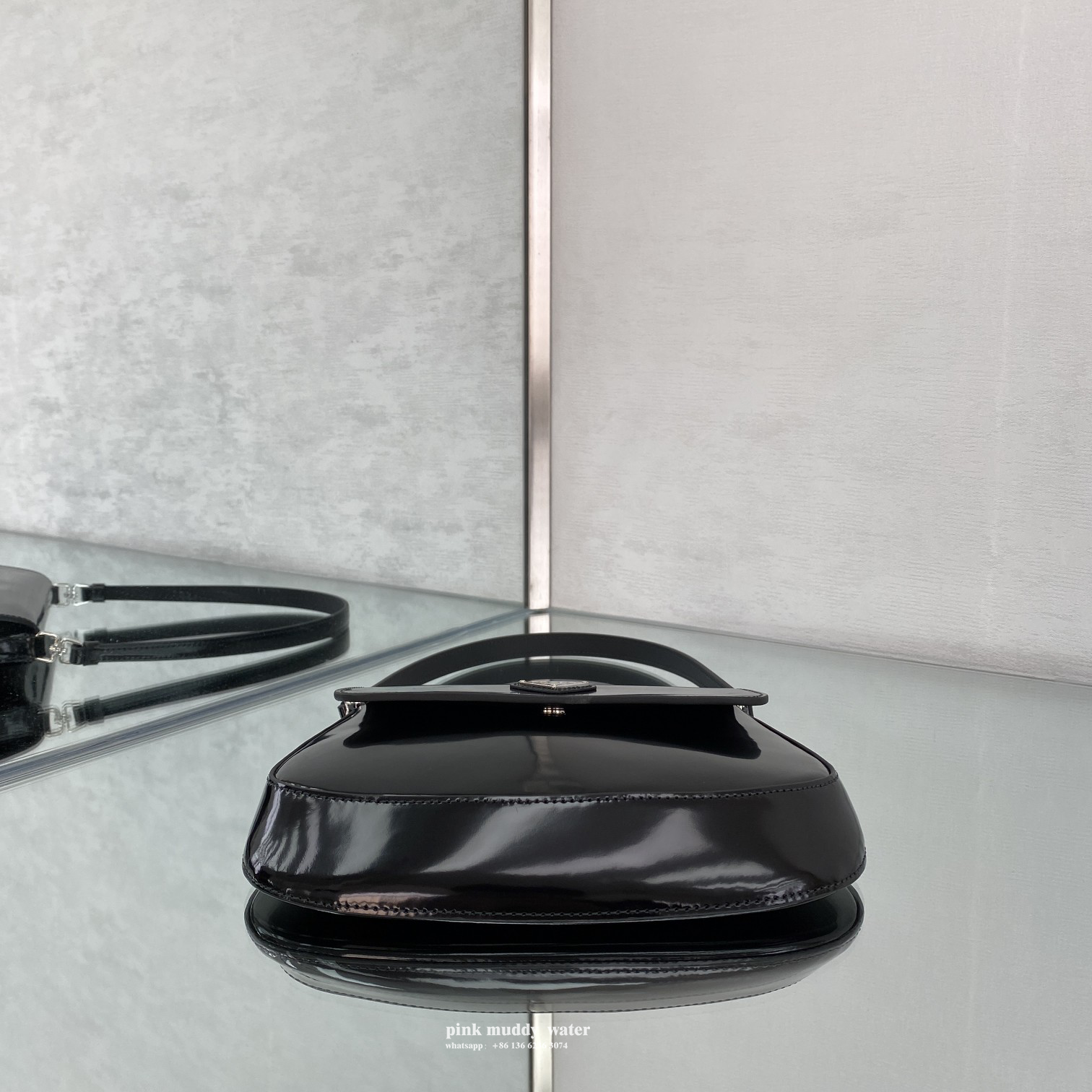 Prada Cleo brushed leather shoulder bag with flap