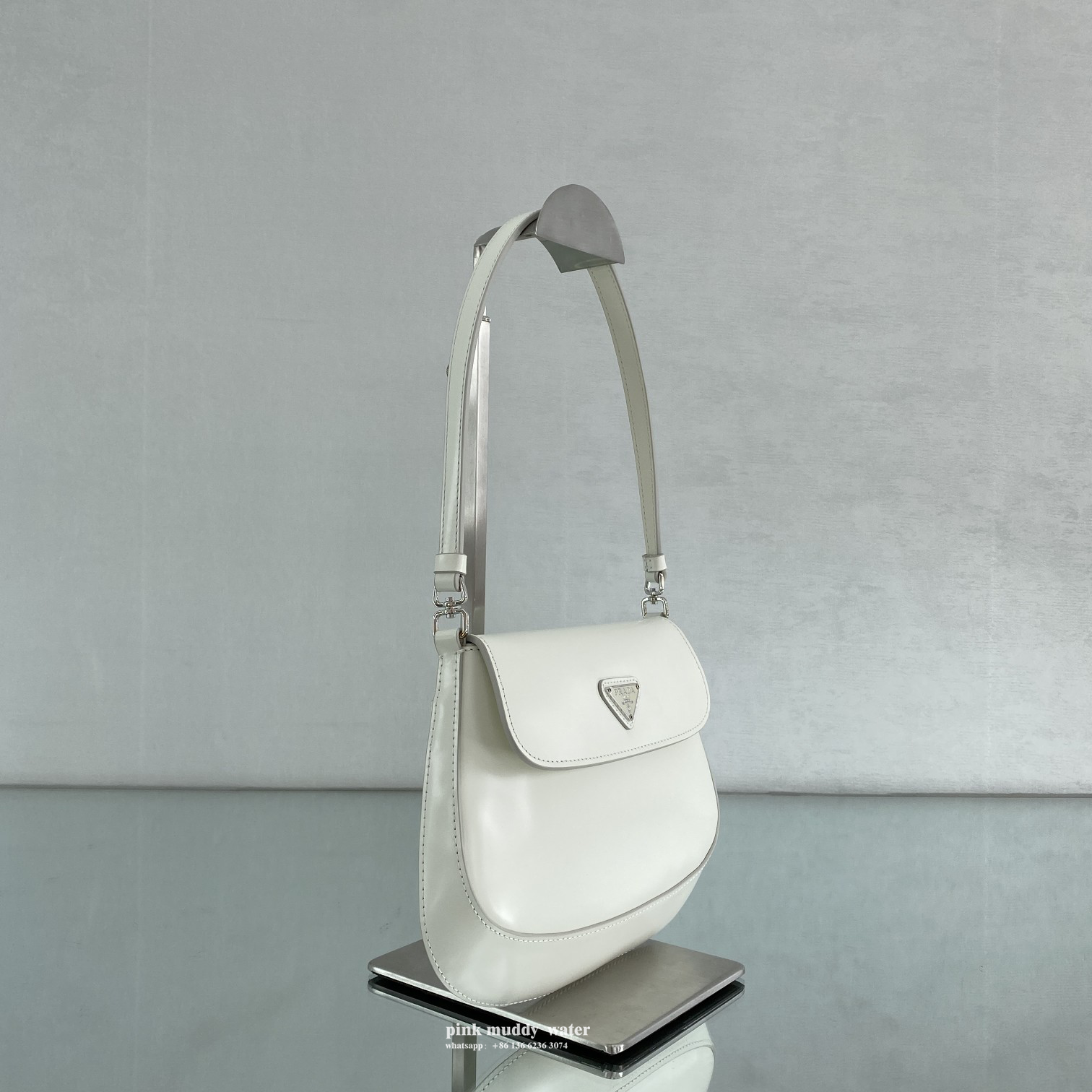 Prada Cleo brushed leather shoulder bag with flap