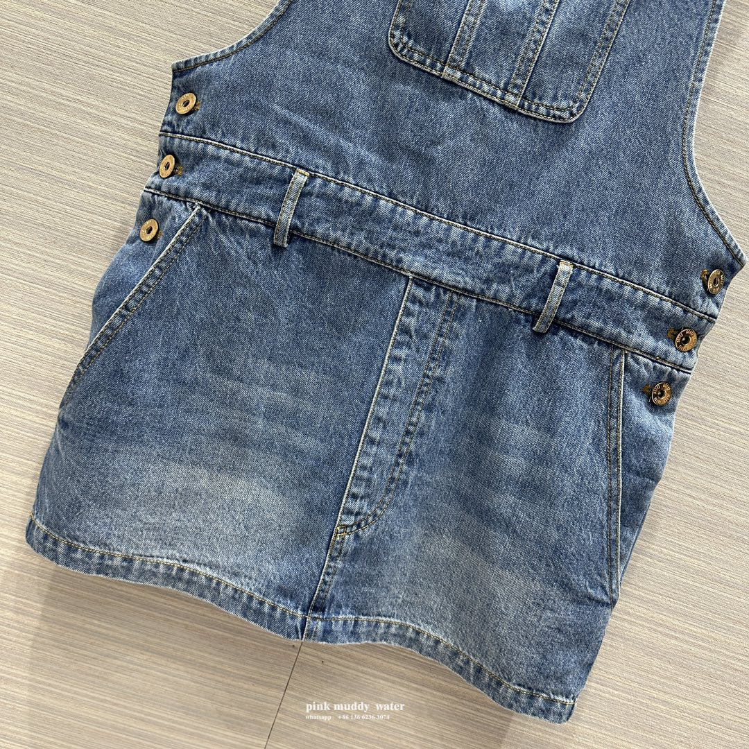 Denim suspender jumpsuit mini skirt