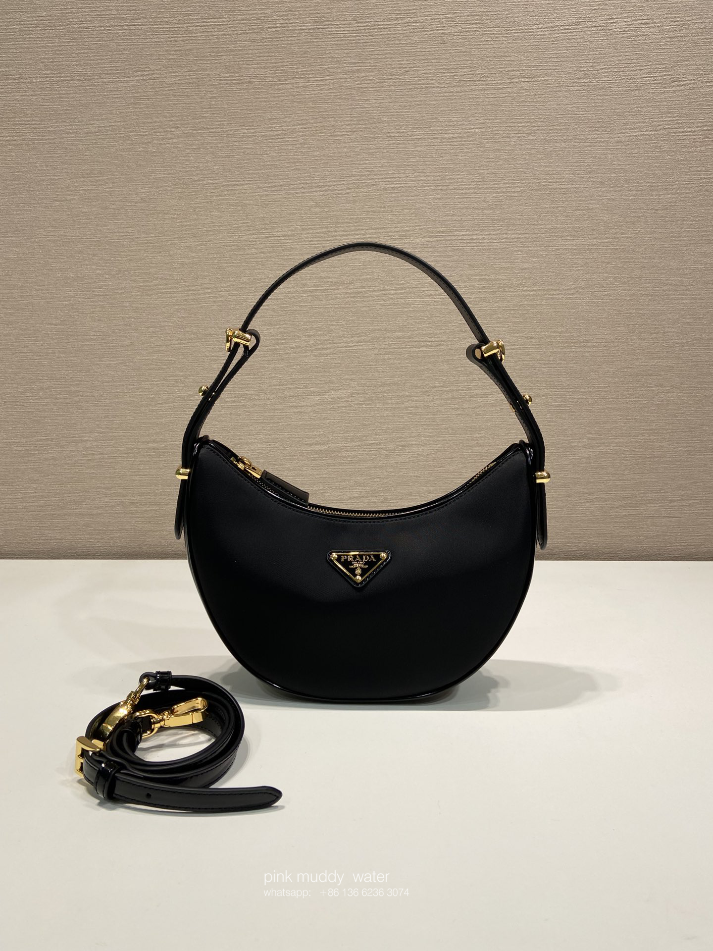 Prada Arqué Re-Nylon and brushed leather mini shoulder bag