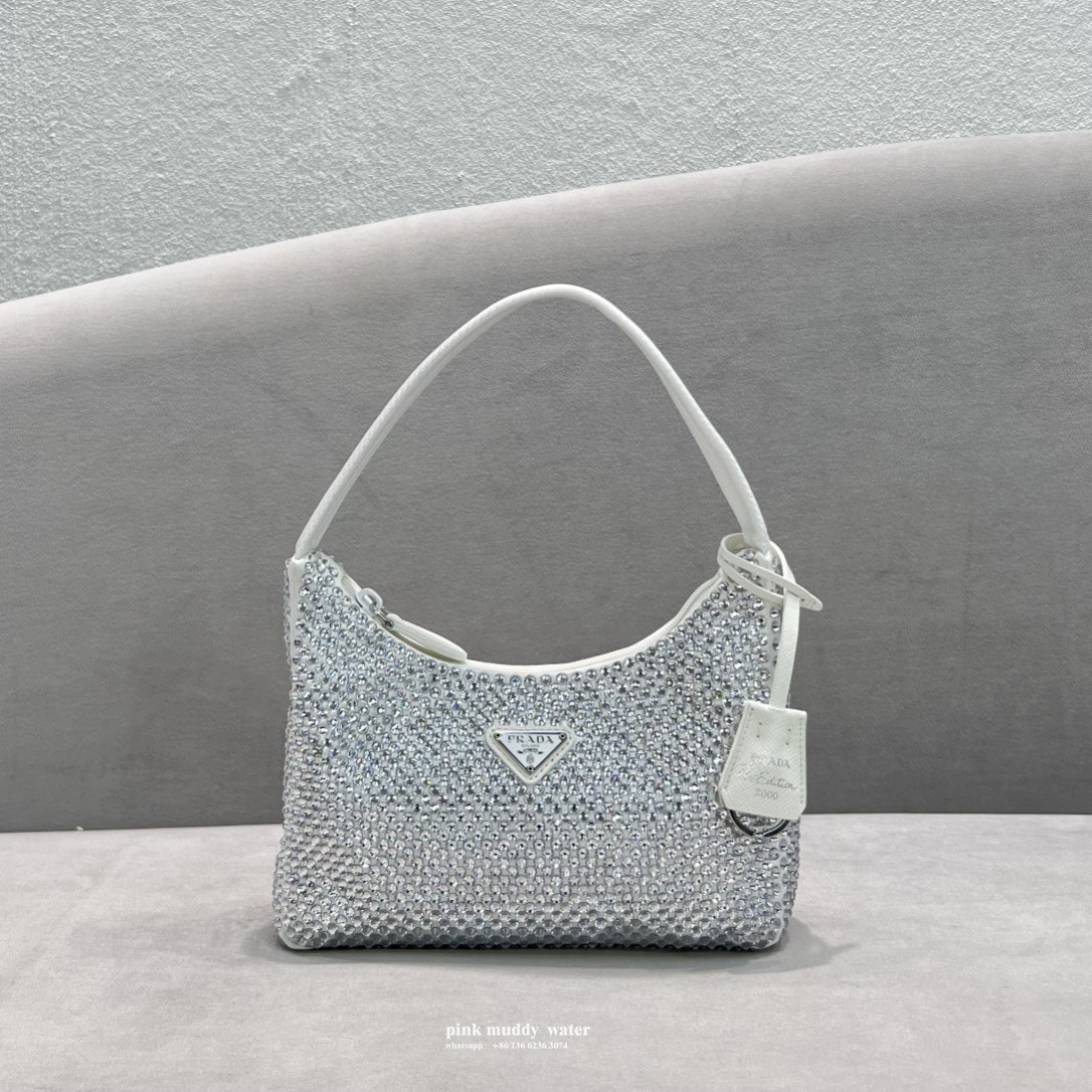 Satin mini-bag with crystals