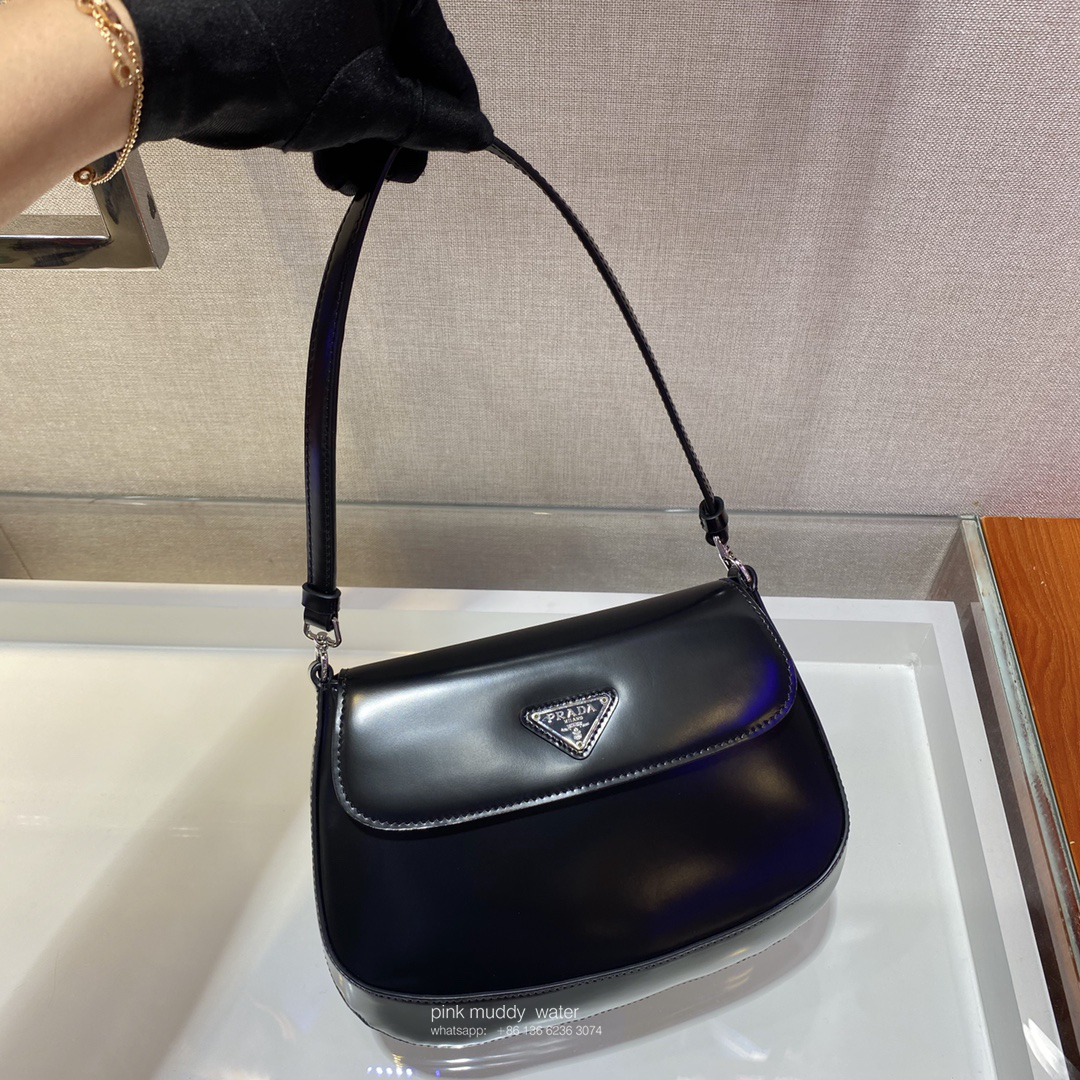 Prada Cleo brushed leather shoulder bag with flap