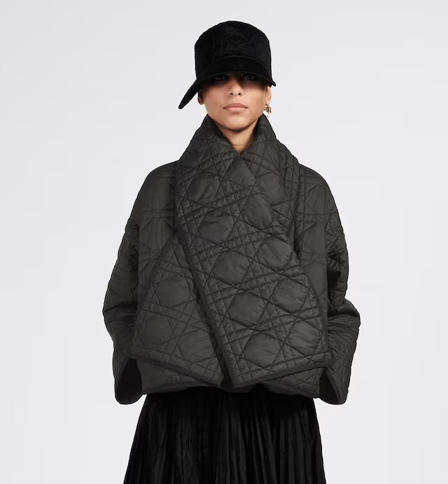 MACROCANNAGE PEACOAT WITH CRISS CROSS COLLAR