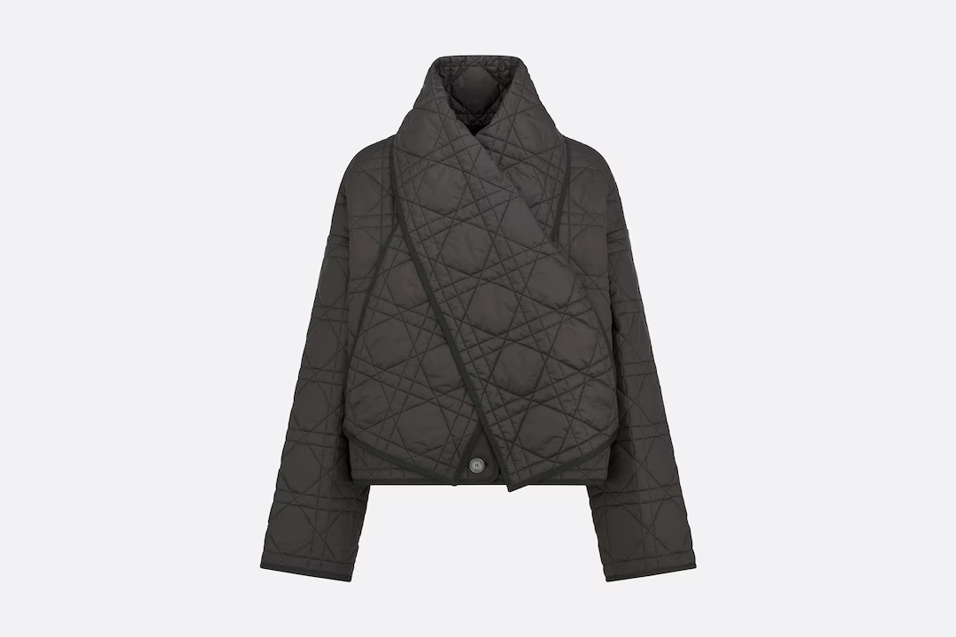 MACROCANNAGE PEACOAT WITH CRISS CROSS COLLAR