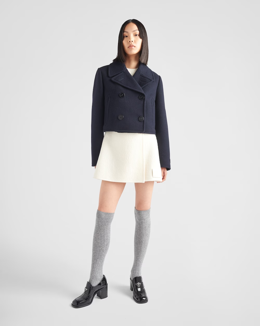 Double-breasted cloth peacoat