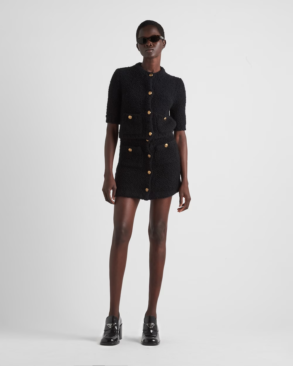 Bouclé mohair miniskirt