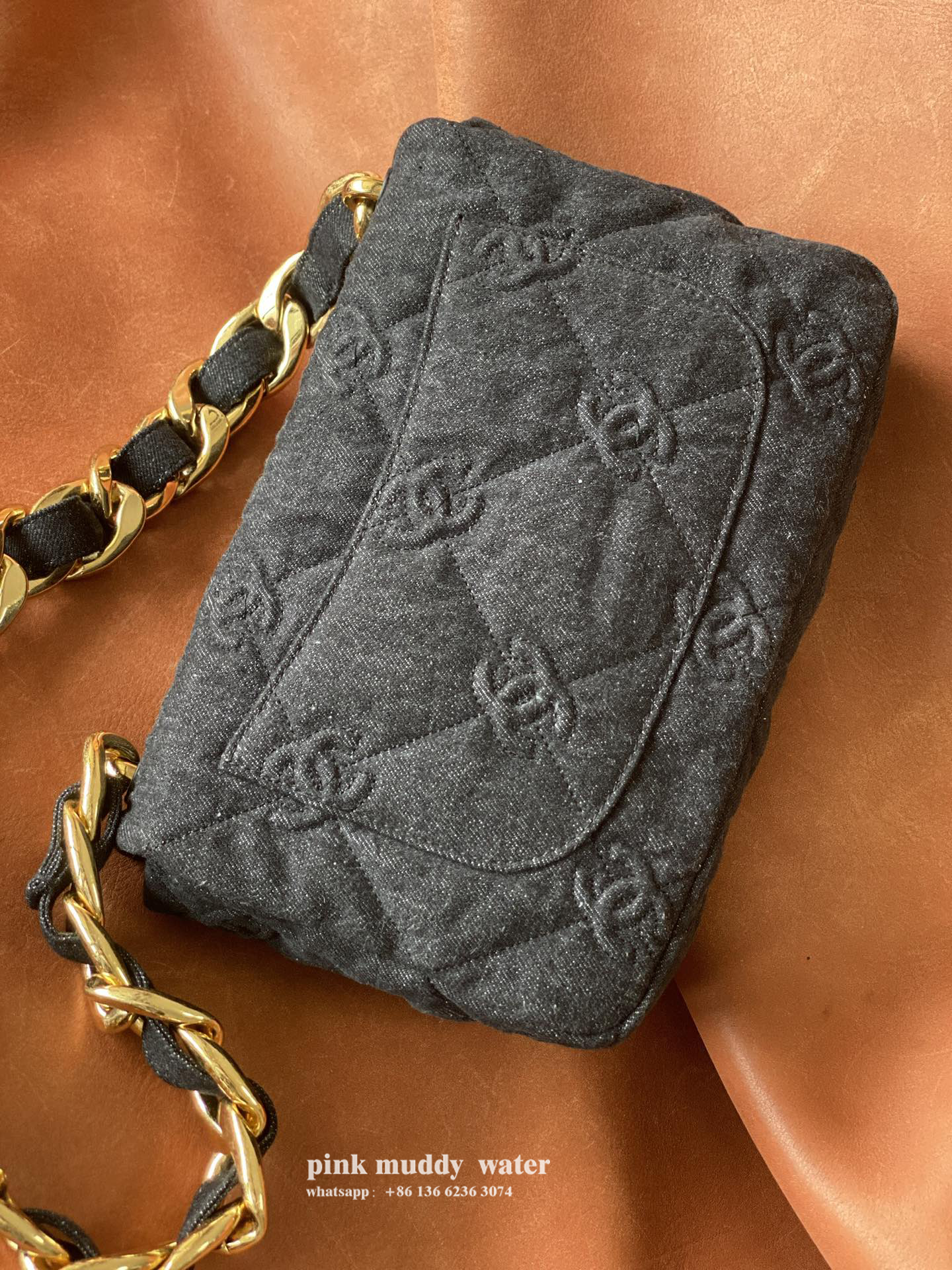 CHANEL Diamond Fabric Crossbody Bag