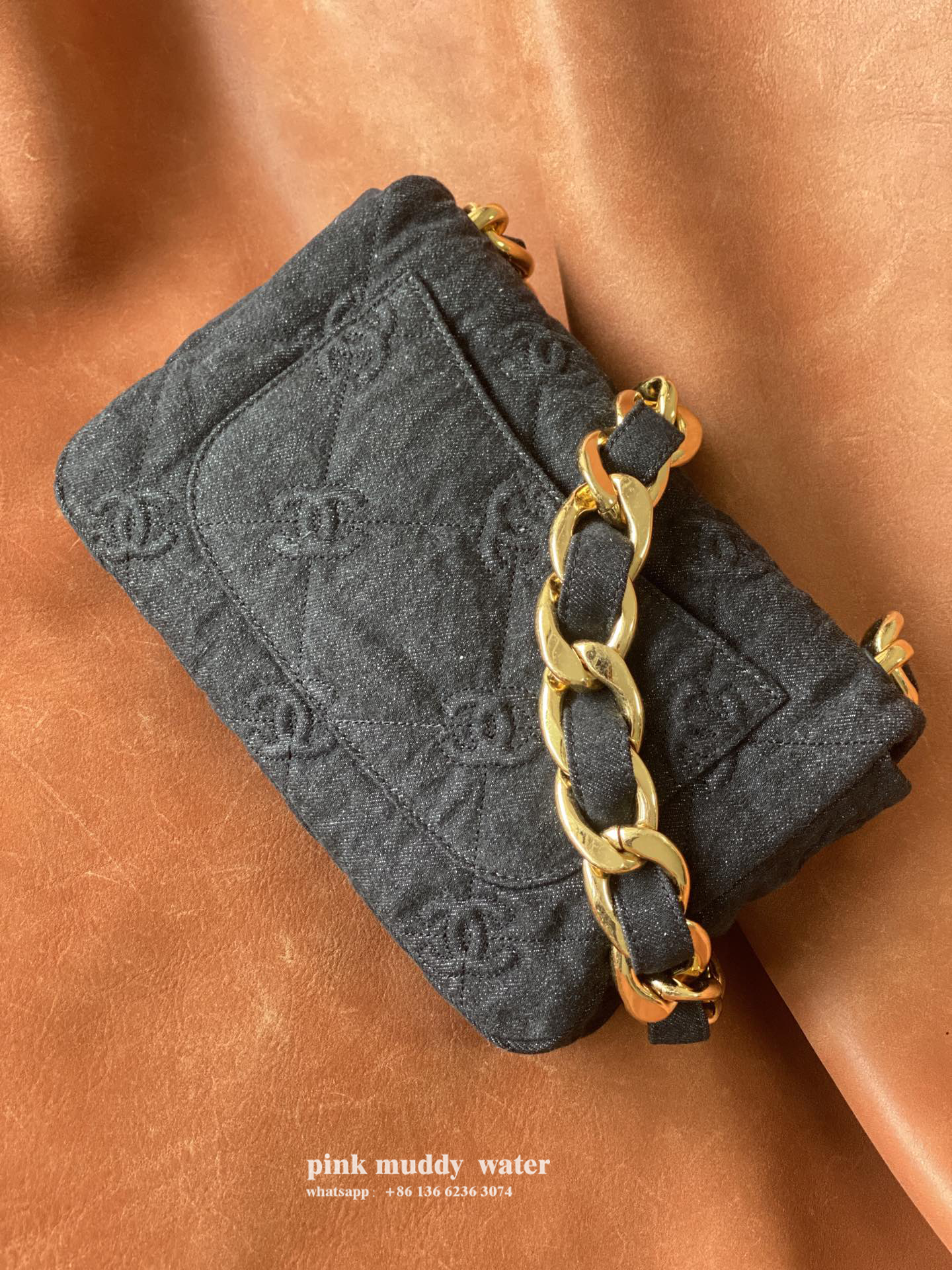 CHANEL Diamond Fabric Crossbody Bag