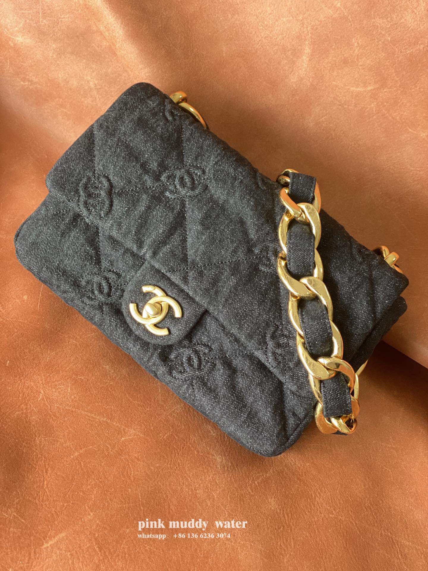 CHANEL Diamond Fabric Crossbody Bag