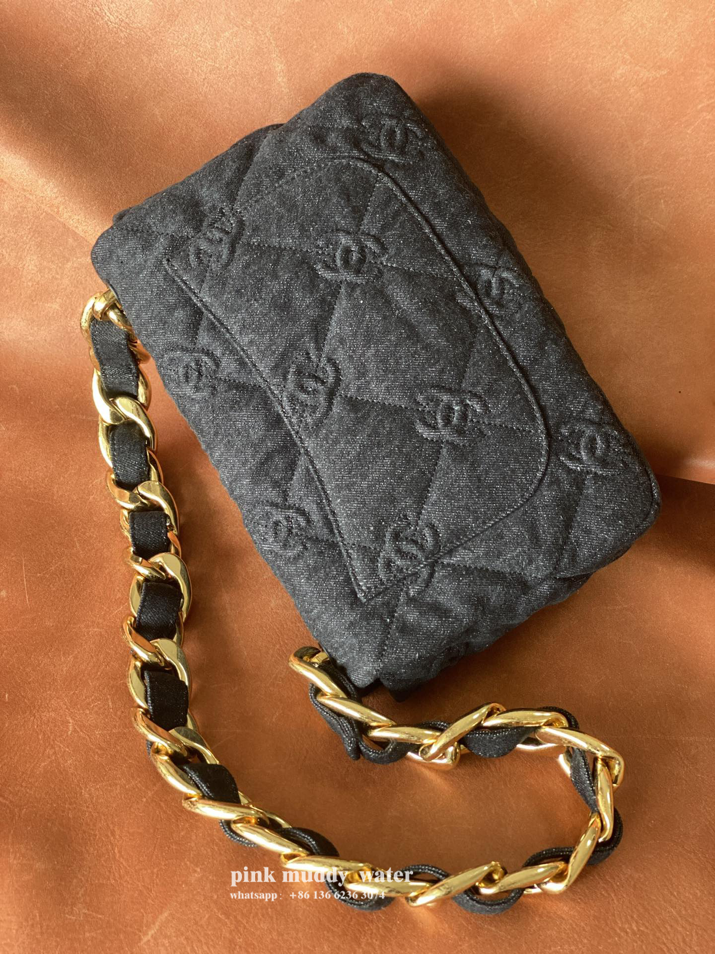 CHANEL Diamond Fabric Crossbody Bag