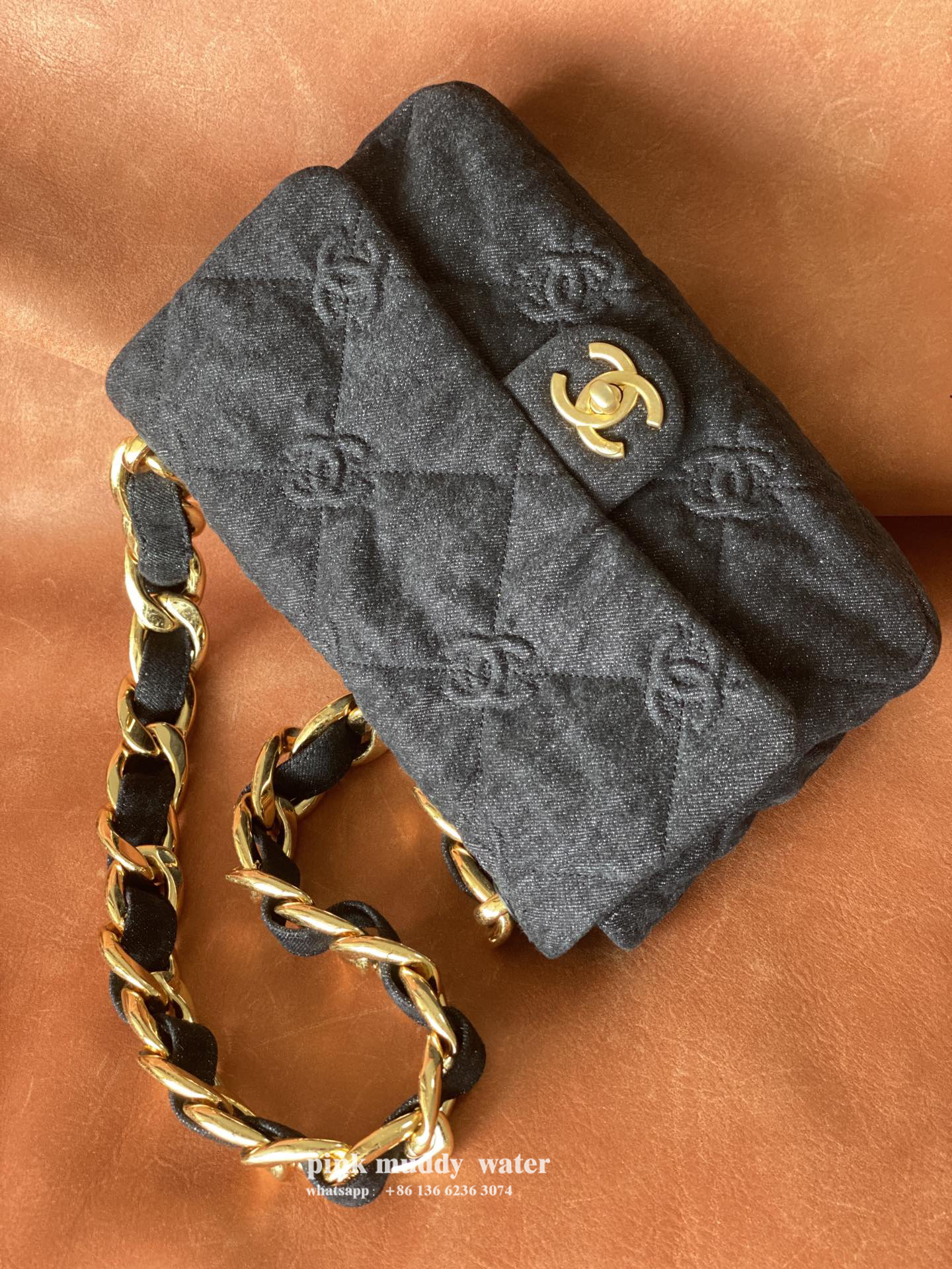 CHANEL Diamond Fabric Crossbody Bag