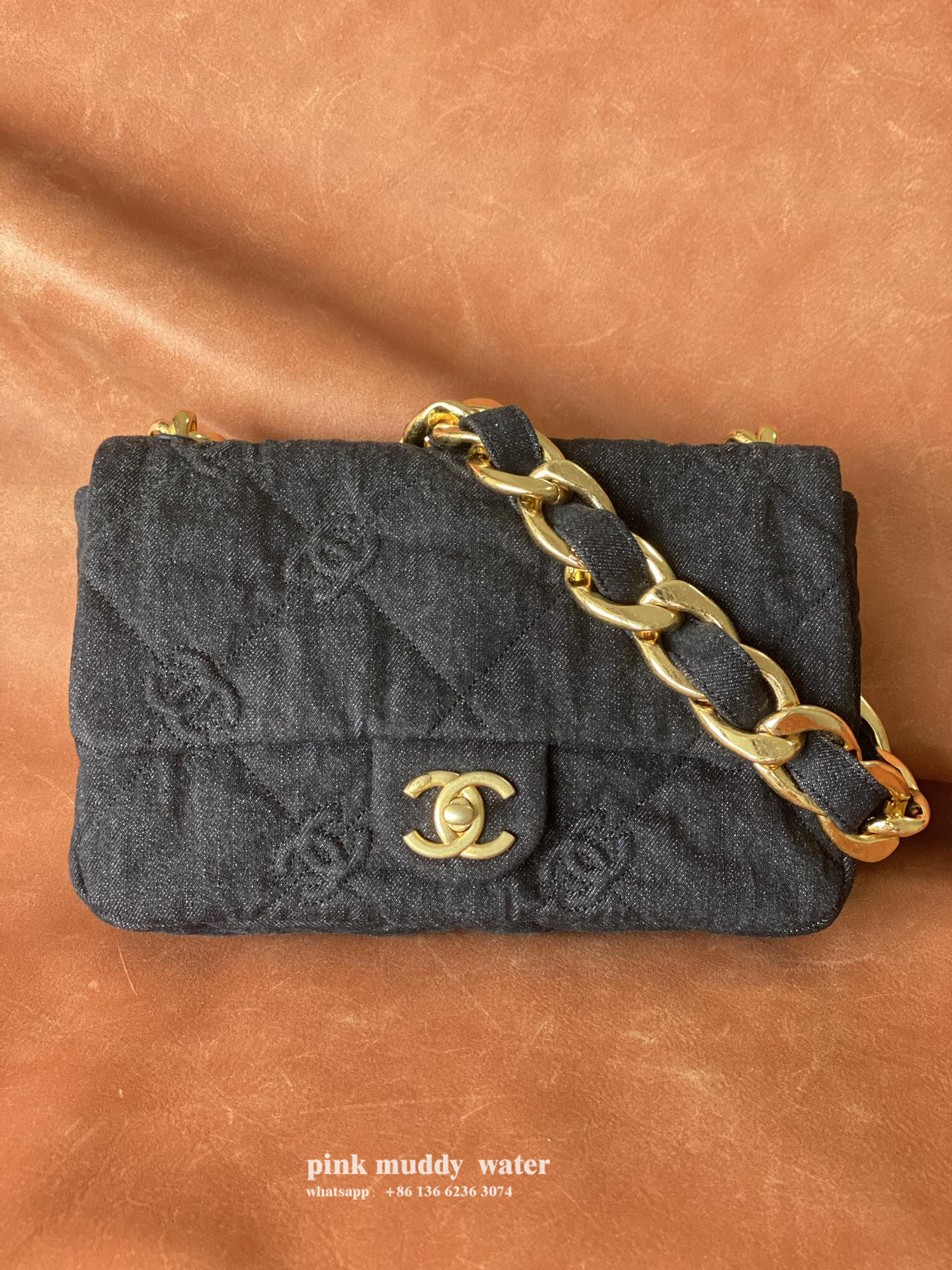 CHANEL Diamond Fabric Crossbody Bag