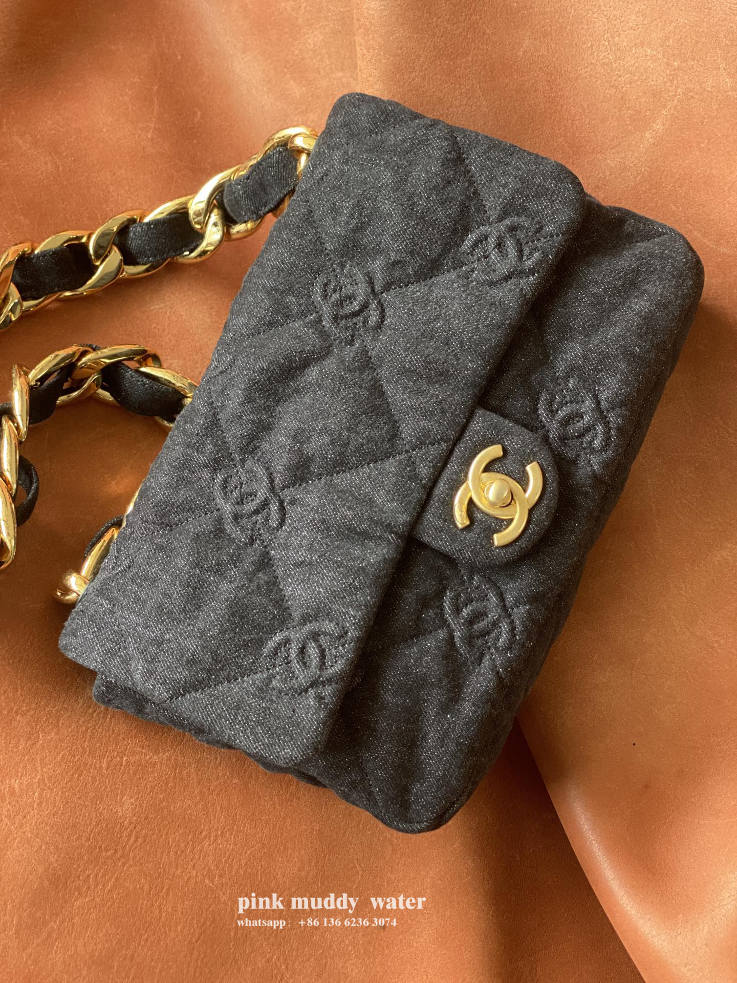 CHANEL Diamond Fabric Crossbody Bag