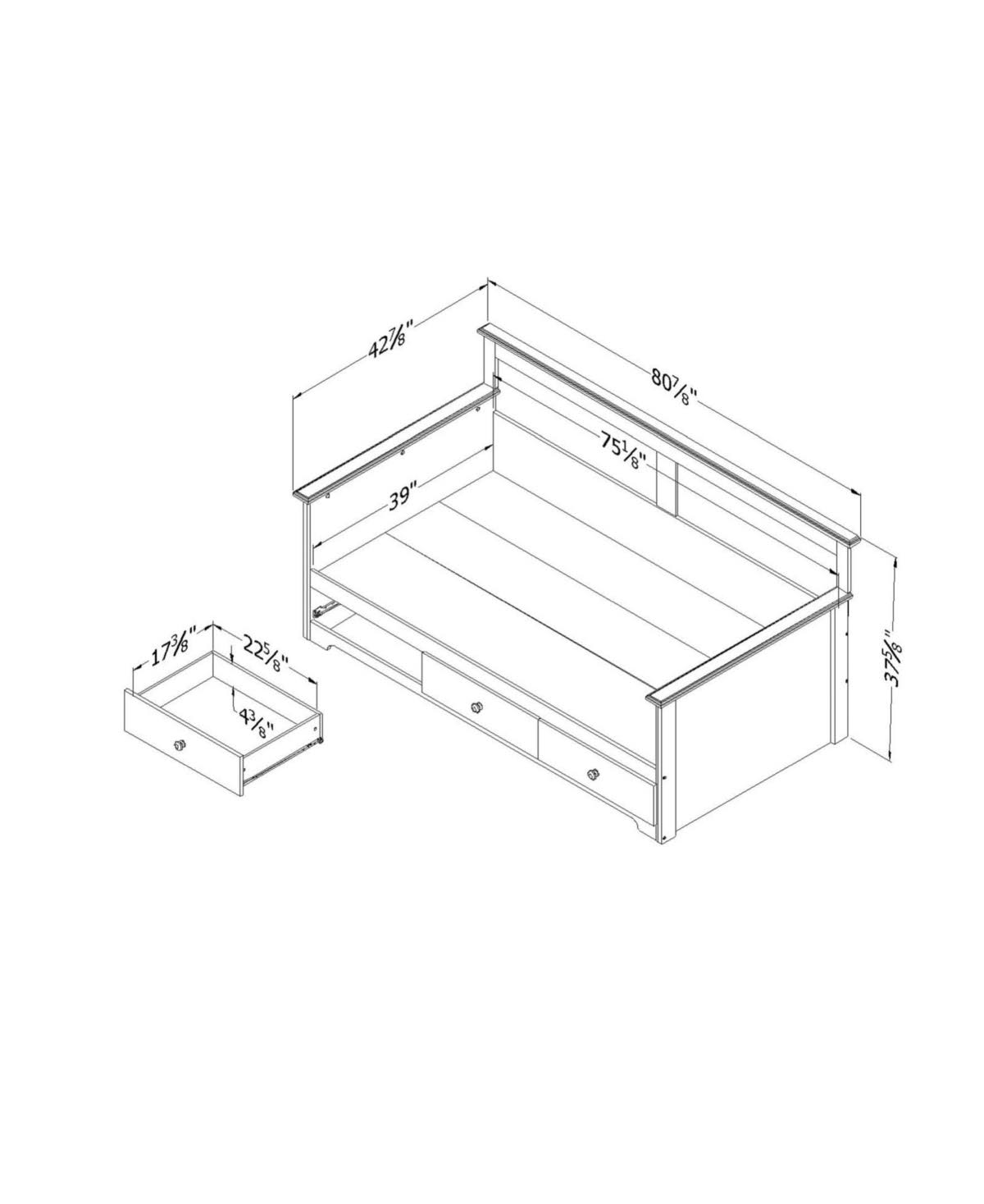 South Shore Summer Breeze Daybed with Storage White Wash Twin