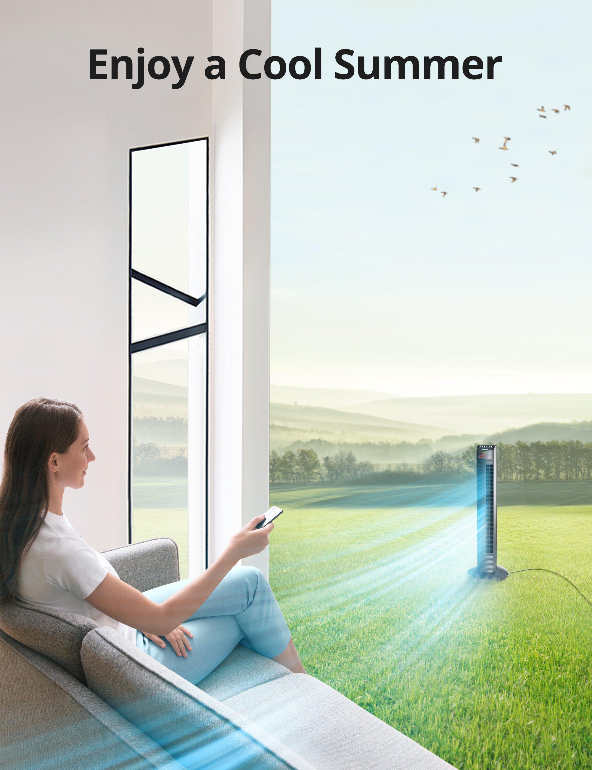 Homech Tower Fan, Whole Room Wind Curve Oscillating Fan with 3 Modes