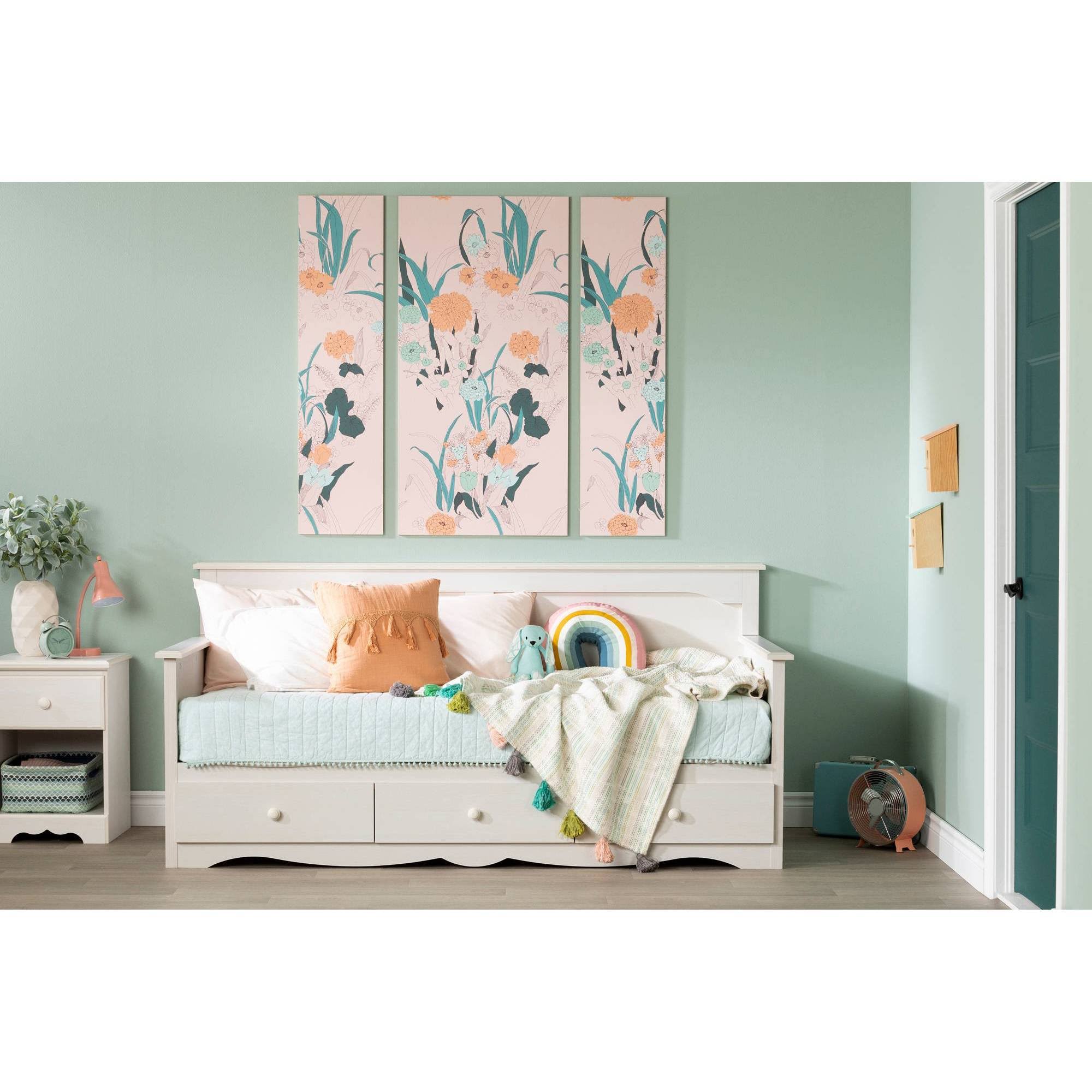 South Shore Summer Breeze Daybed with Storage White Wash Twin