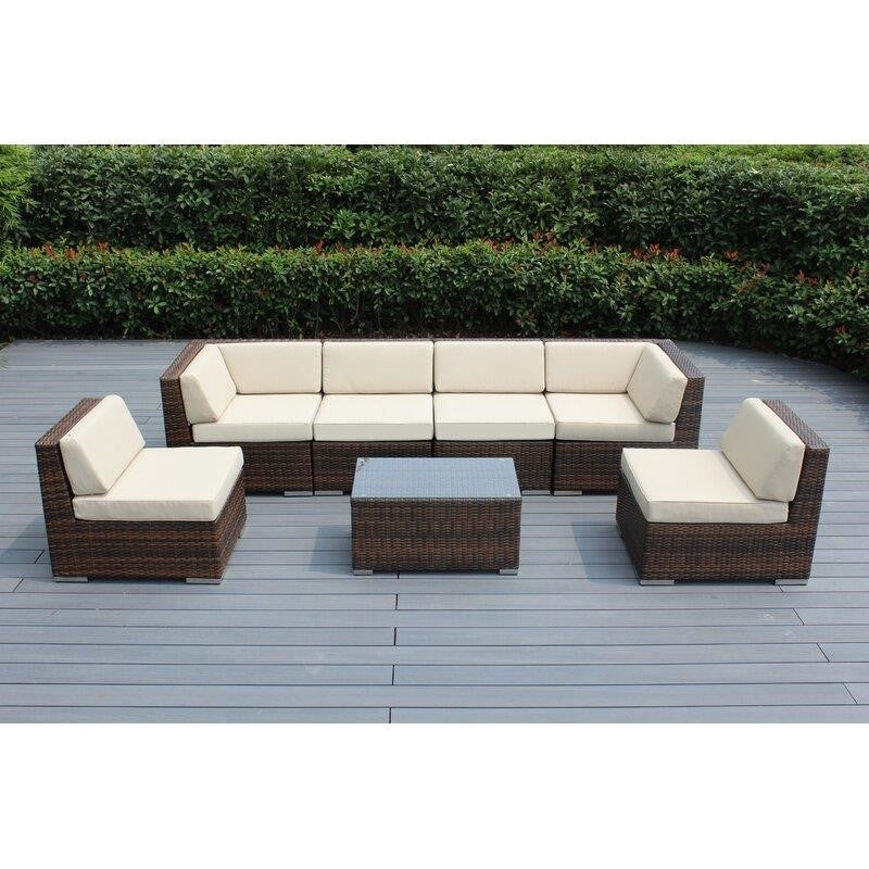 Barneveld Wicker/Rattan 6 Person Seating Group with Cushions