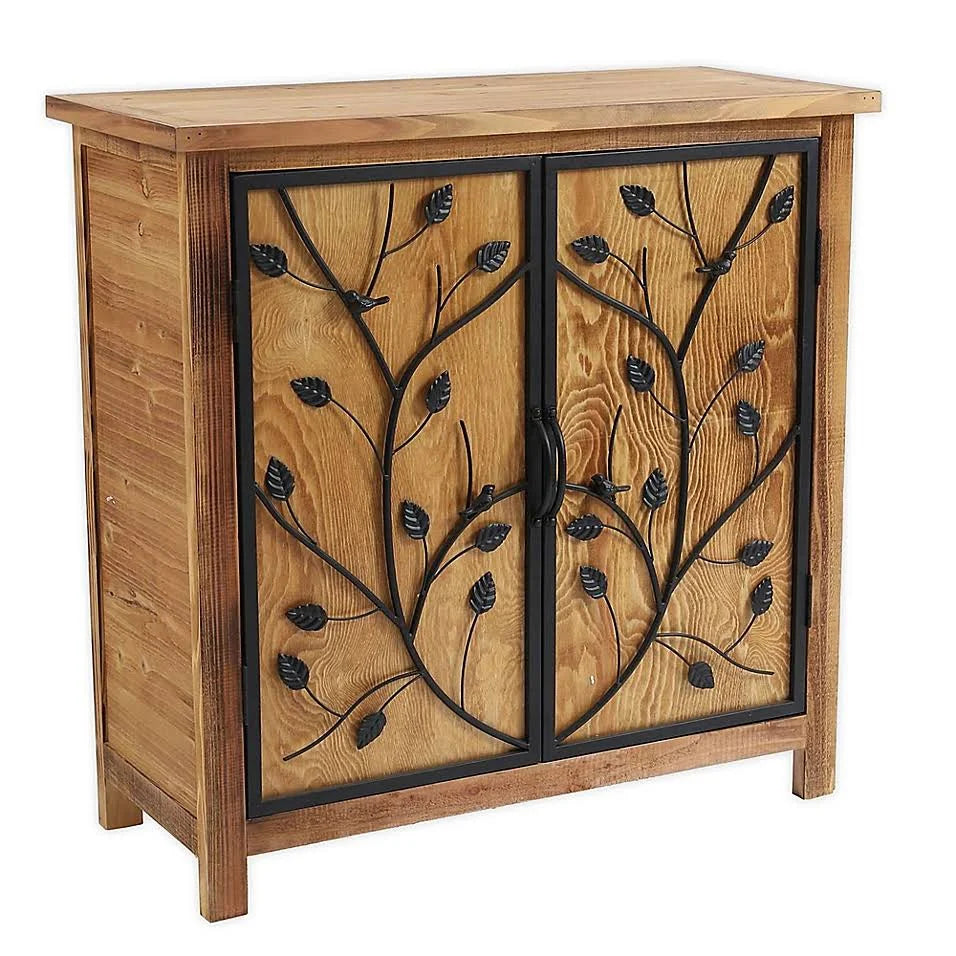 Luxen Home Pine Wood Console Storage Cabinet