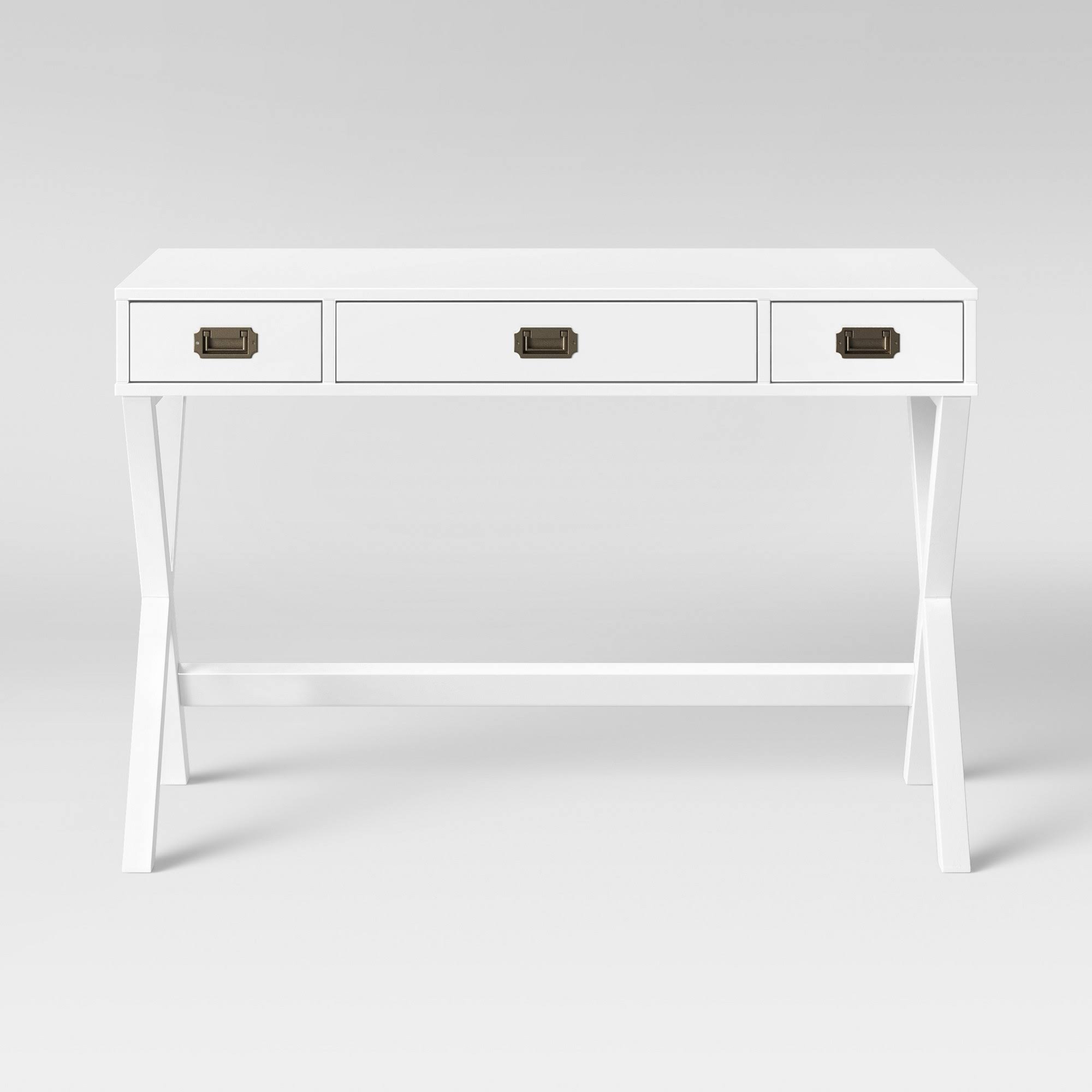 Campaign Wood Writing Desk with Drawers White Threshold