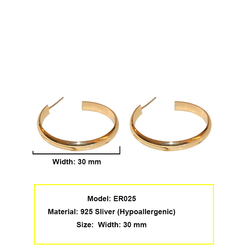 ECGIFT ER025 Simple Fashion S925 Needle BIG Irregular Hoop Earrings Piercing Earrings Hoop Earrings 100% Brand New BFF Birthday Gifts