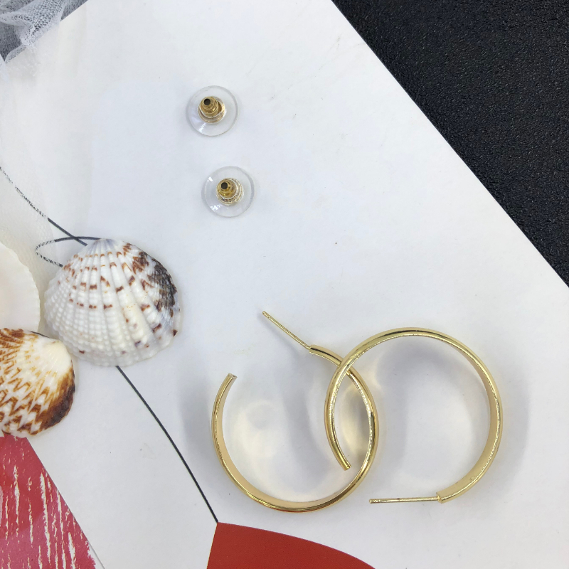 ECGIFT ER025 Simple Fashion S925 Needle BIG Irregular Hoop Earrings Piercing Earrings Hoop Earrings 100% Brand New BFF Birthday Gifts