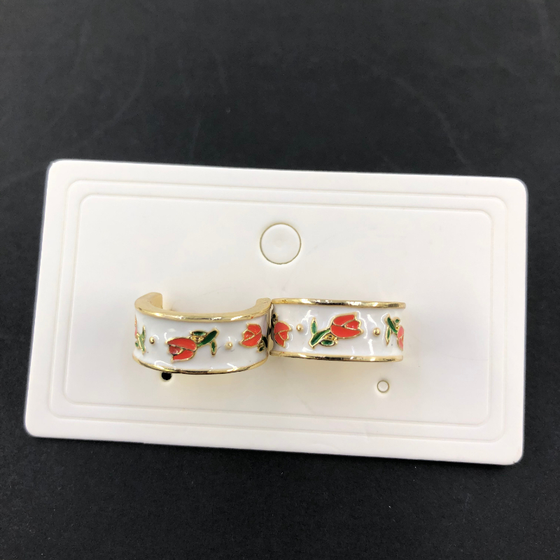 ECGIFT ER006 Big C Loop Semi-circle Flower Fresh Idyllic Nature Style Alloy Plated