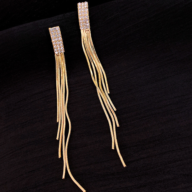 ECGIFT ER015 S925 Long Chain Tassel Earrings Dangling Diamond Earrings for Women Ladies Fashion