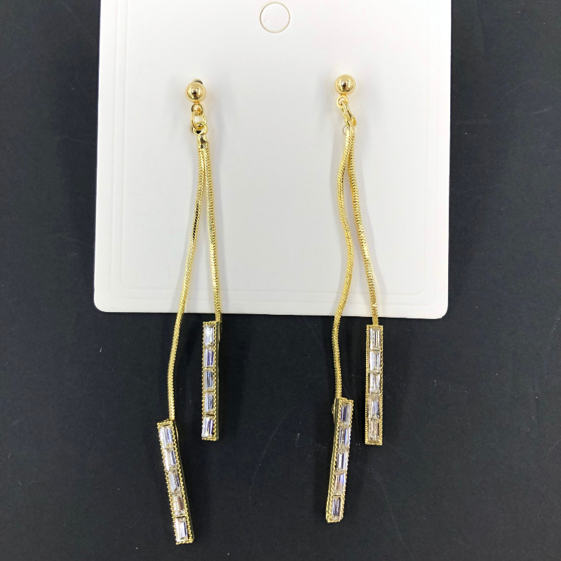 ECGIFT ER017 S925 Long Chain Tassel Earrings Dangling Diamond Earrings Hypoallergenic Fashion Crystal Earrings for Women Ladies Ins Korean Style