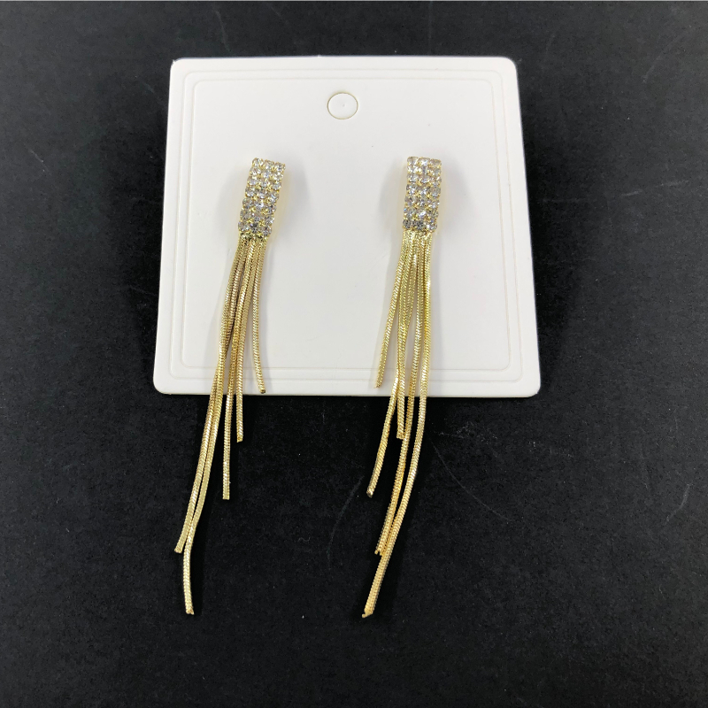 ECGIFT ER015 S925 Long Chain Tassel Earrings Dangling Diamond Earrings for Women Ladies Fashion