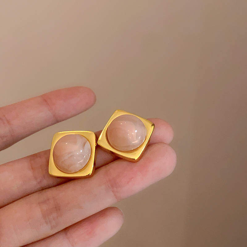 ECGIFT ER031 S925 Opal Planet Stone Stud Fashion Lady's Hypoallergenic New Trend Fashion Elegant Simple Ins Po