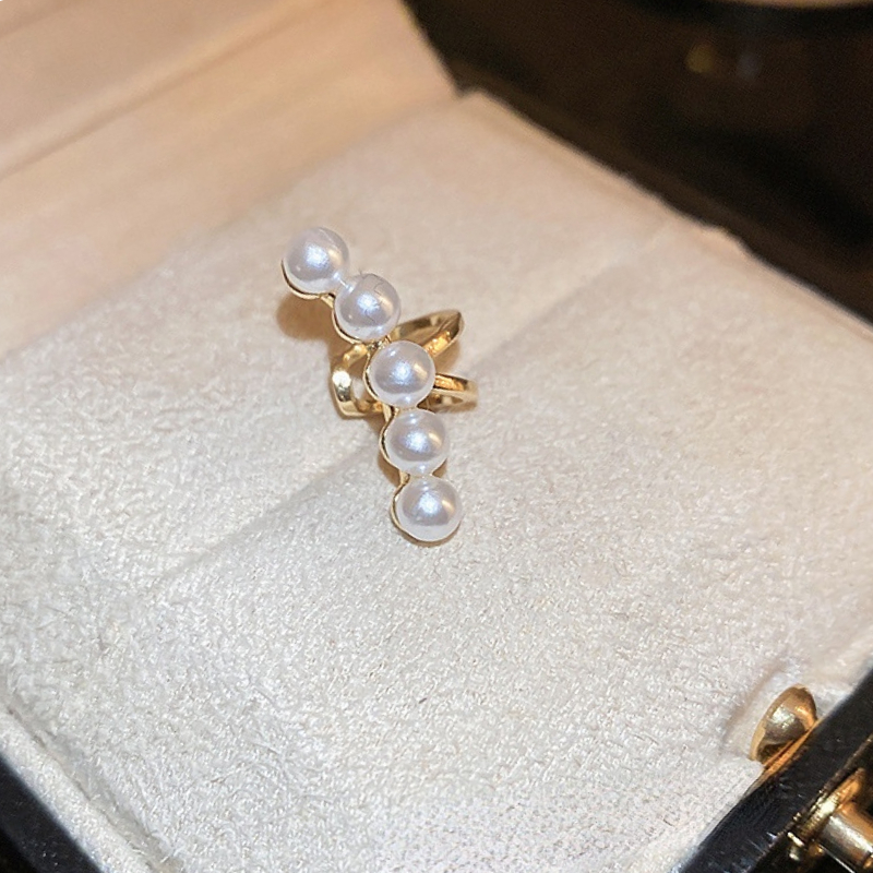 ECGIFT ER030 1PC Elegant Pearl Clip Earrings Twist Earring Party Dinner Fairy Niche Design Ear Cuff Jewelry