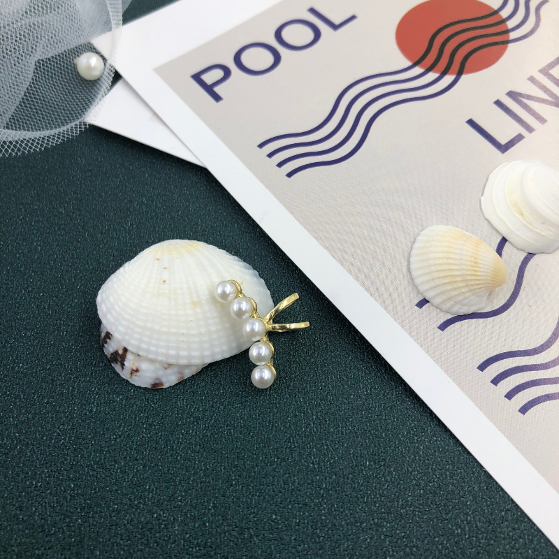 ECGIFT ER030 1PC Elegant Pearl Clip Earrings Twist Earring Party Dinner Fairy Niche Design Ear Cuff Jewelry