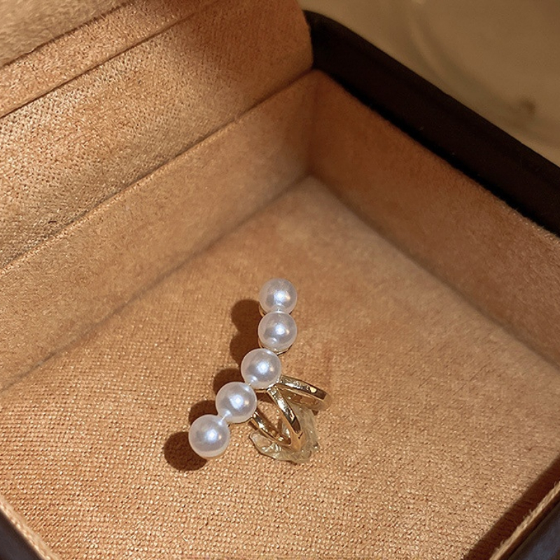 ECGIFT ER030 1PC Elegant Pearl Clip Earrings Twist Earring Party Dinner Fairy Niche Design Ear Cuff Jewelry