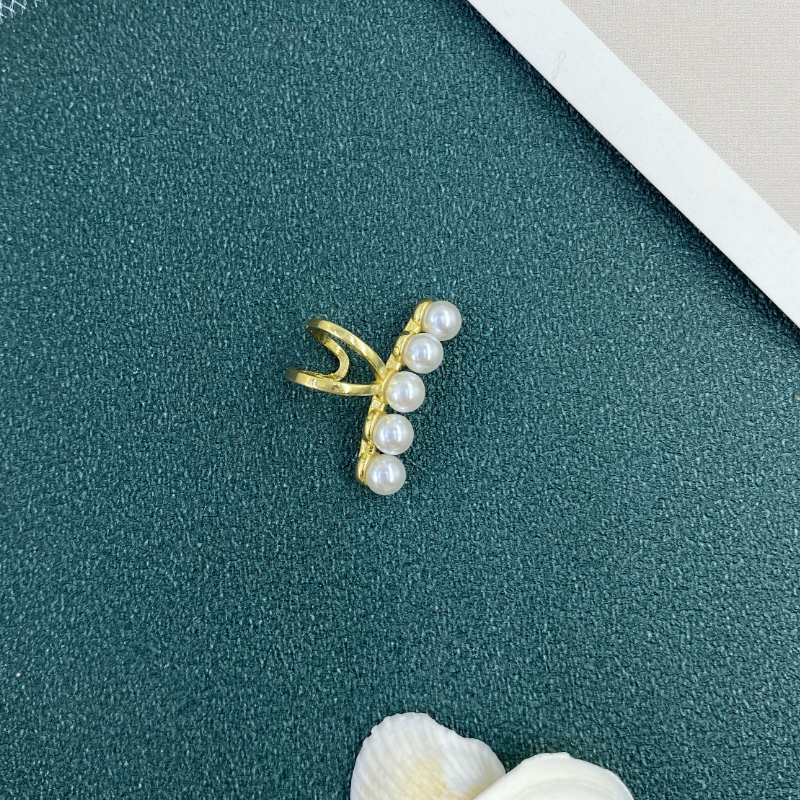 ECGIFT ER030 1PC Elegant Pearl Clip Earrings Twist Earring Party Dinner Fairy Niche Design Ear Cuff Jewelry