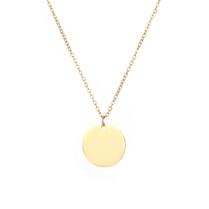 ECGIFT NE001 Personalized Round Pendant With Engraved Name Cutomized Jewelry Birthday Anniversary Gift for Woman Girl Lover