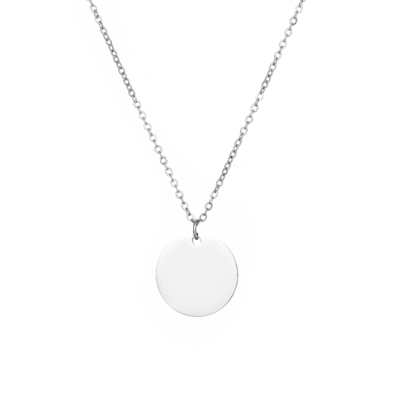 ECGIFT NE001 Personalized Round Pendant With Engraved Name Cutomized Jewelry Birthday Anniversary Gift for Woman Girl Lover