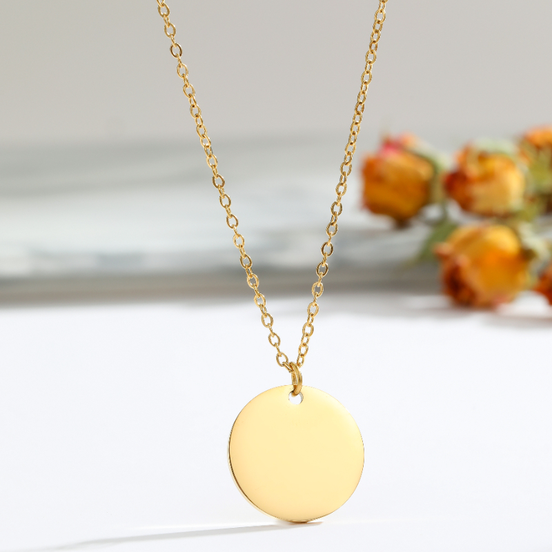 ECGIFT NE001 Personalized Round Pendant With Engraved Name Cutomized Jewelry Birthday Anniversary Gift for Woman Girl Lover