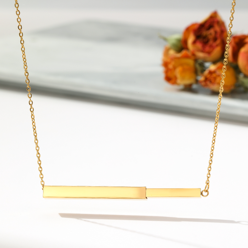 ECGIFT NE027 Personalized Locket Pendant Pull-Out Necklace With Engraved Text on 8 sides Birthday Anniversary Gift For Friend Lover