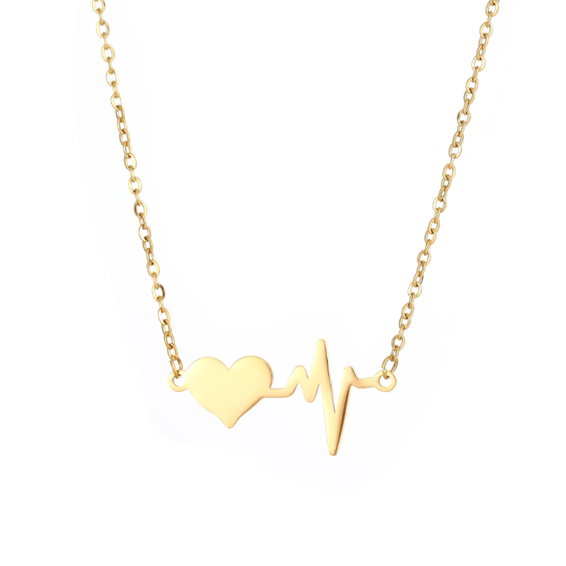 ECGIFT NE048 Personalized Heartbeat Pendant Necklace With Customized Names And Date Fashion Jewelry Birthday Anniversary Valentine's Day Gift for Couple