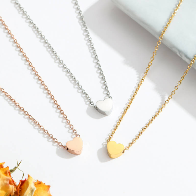 ECGIFT NE054 Personalized Minimalist Heart Necklace With Customized Letter Anniversary Valentine's Day Gift For Lover Gift For Women