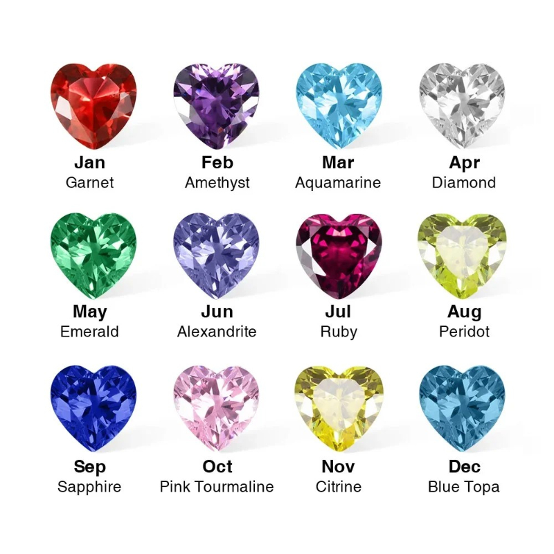 ECGIFT NE009 Personalized Engraved Birth Flower Bouquet Necklace with Birthstone Mother's Day Birthday Gift For Women