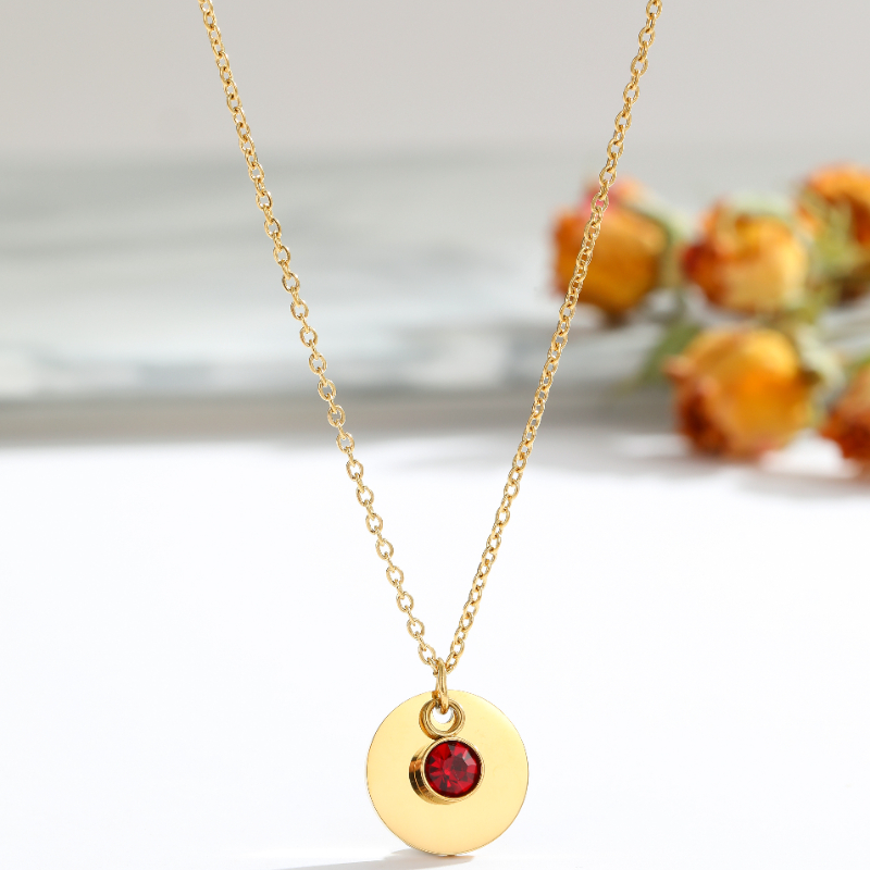 ECGIFT NE009 Personalized Engraved Birth Flower Bouquet Necklace with Birthstone Mother's Day Birthday Gift For Women