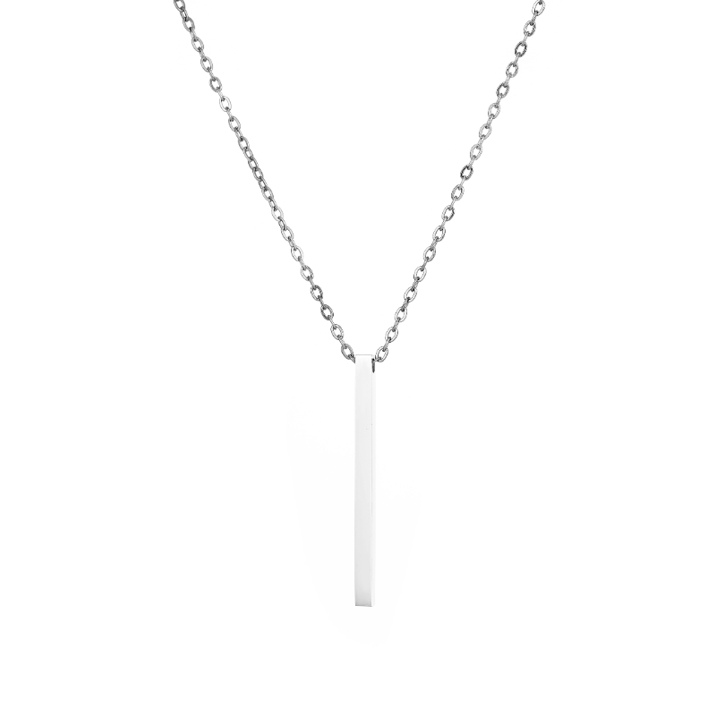 ECGIFT NE002 Personalized Vertical Bar Pendant Necklace Engraved 4 Sides Bar Necklace With Custom Text Birthday Anniversary Gift For Her For Family