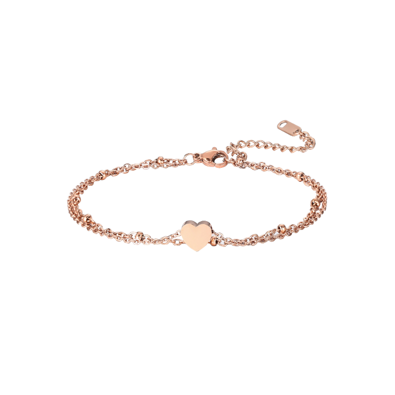 ECGIFT BR016 Personalized Engraved Letter Initial Heart Charm Adjustable Bracelet Birthday Anniversary Gift For Girl And Women