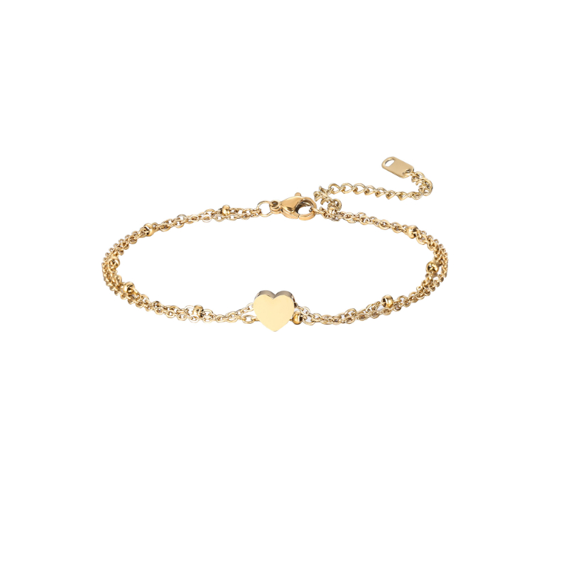 ECGIFT BR016 Personalized Engraved Letter Initial Heart Charm Adjustable Bracelet Birthday Anniversary Gift For Girl And Women