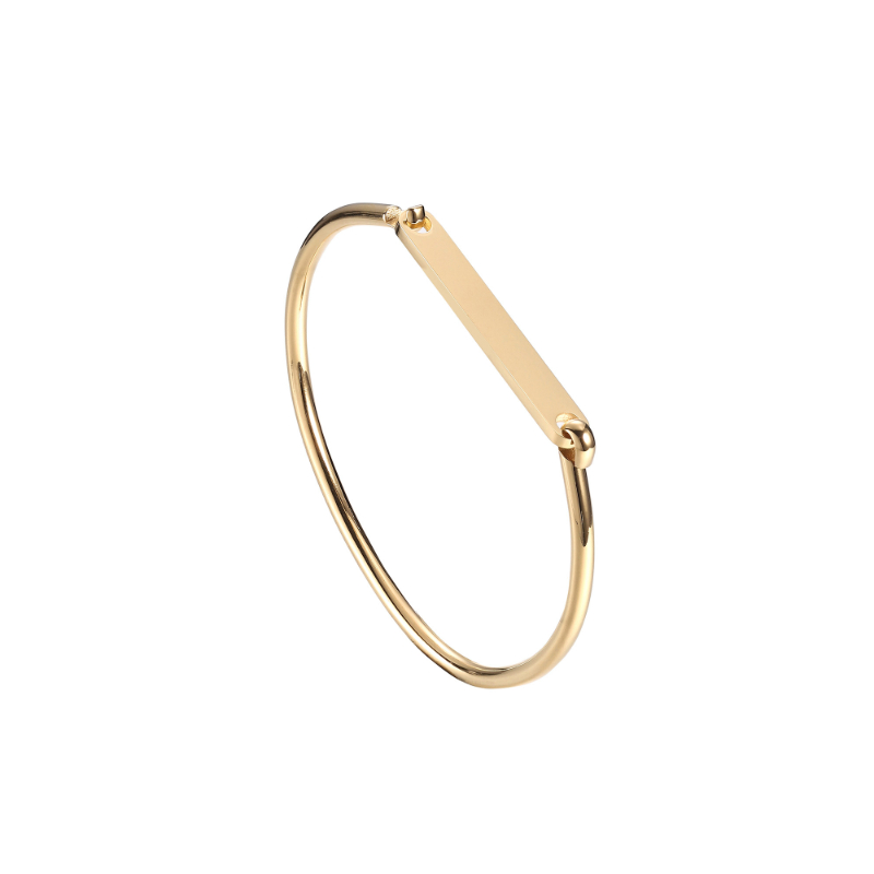 ECGIFT BR015 Personalized Classic Bangle With Engraved Name Custom 2 sides Message Anniversary Mother's Day Gift For Mom Grandma