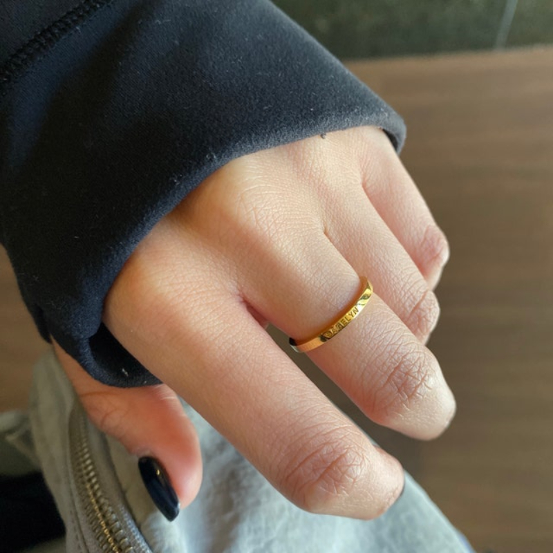 ECGIFT RI001 Hypoallergenic Stainless Steel Engraved Ring - Custom Name & Date Jewelry for Anniversaries, Quick Shipping & Free Gift Box