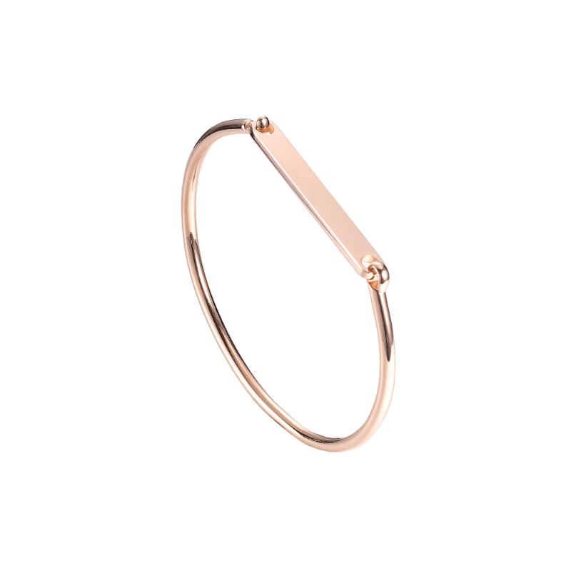 ECGIFT BR015 Personalized Classic Bangle With Engraved Name Custom 2 sides Message Anniversary Mother's Day Gift For Mom Grandma